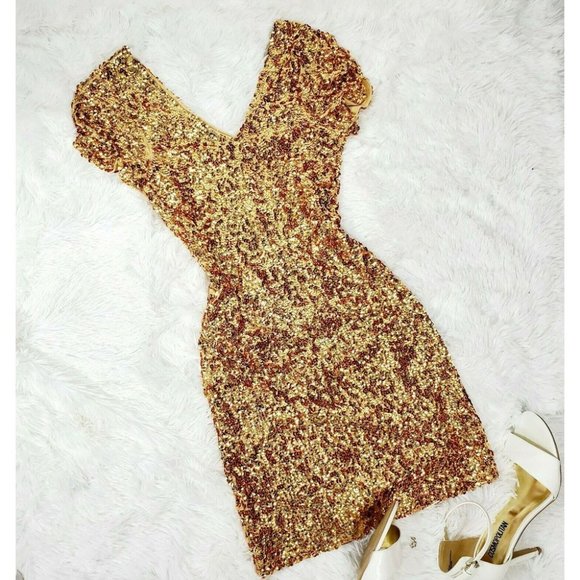 Silver Women's Size Small S Sequin Sheath Dress - Picture 2 of 7